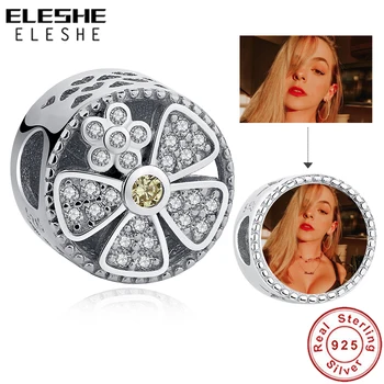 

Authentic 925 Sterling Silver Zirconia Flower Charm Bead Fit Original DIY Bracelet Bangle Silver Custom Photo Jewelry Making