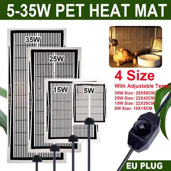 

5W/15W/25W/35W 220V Reptile Heating Mat Adjustable Temperature Controller Pet Warm Heat Pad for Snakes Tortoise Lizard Spider EU