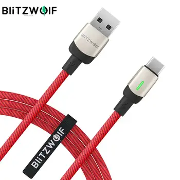 

BlitzWolf BW-TC21 3A USB Type-C Cable Nylon Braided Fast Charging Data Cable with LED Phone Charging Cable for Xiaomi for Huawei