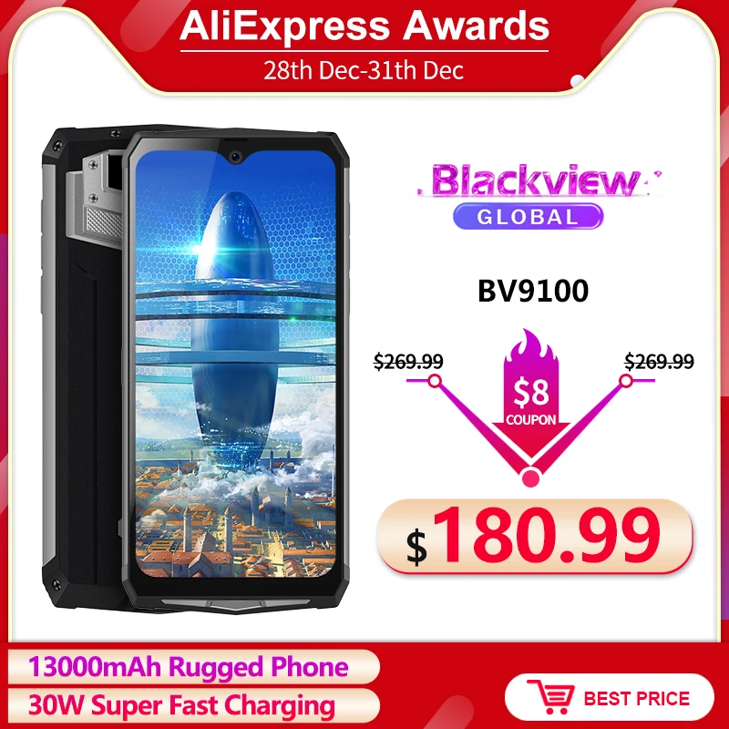 Смартфон Blackview BV9100 6 3 дюйма FHD + 13000 мА · ч IP68 4 64 ГБ|Смартфоны| |