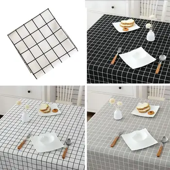 

Tablecloth Table Cloth Simple Dinning Room Plaid Plaid Elegant Dinner Decoration Home Cover B&W Dustproof