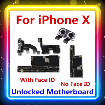

Factory Unlock Tested For iPhone X Motherboard With/withtout Face ID Back Rear Camera for replacement Original used X mainboard