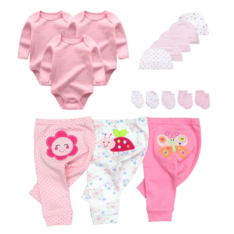 baby's complete set of clothing Newborn 16/18PCS Baby Boy Clothes Sets Cotton Solid Baby Girl Clothes Bodysuits+Pants+Gloves+Hats Cartoon Trousers Ropa Bebe Baby Clothing Set expensive Baby Clothing Set