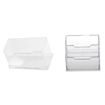 

New Clear Desktop Business Card Holder with Desktop Business Card Holder Display Stand 2 Compartments