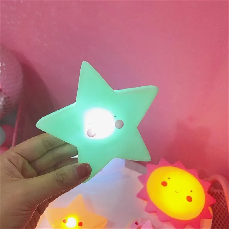 7 LED Night lamp decorate desk light battery dream cute Five-pointed Star Unicorn holiday creative light for baby bedroom luminar - Испускаемый цвет: 7