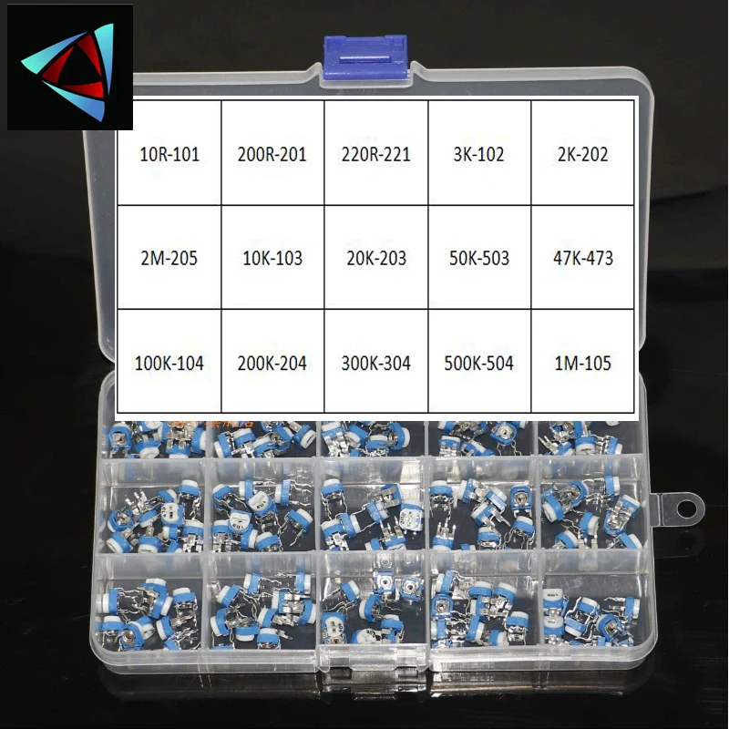 150Pcs/Box 15Values RM065 10R 1M Ohm Carbon Film Horizontal Trimpot Potentiometer Assortment Kit Variable Resistor|Potentiometers| - AliExpress