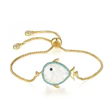 Очаровательные регулируемые браслеты в виде Кита для женщин, скользящий браслет из кубического циркония золотого цвета для девочек-подростков, вечерние ювелирные изделия