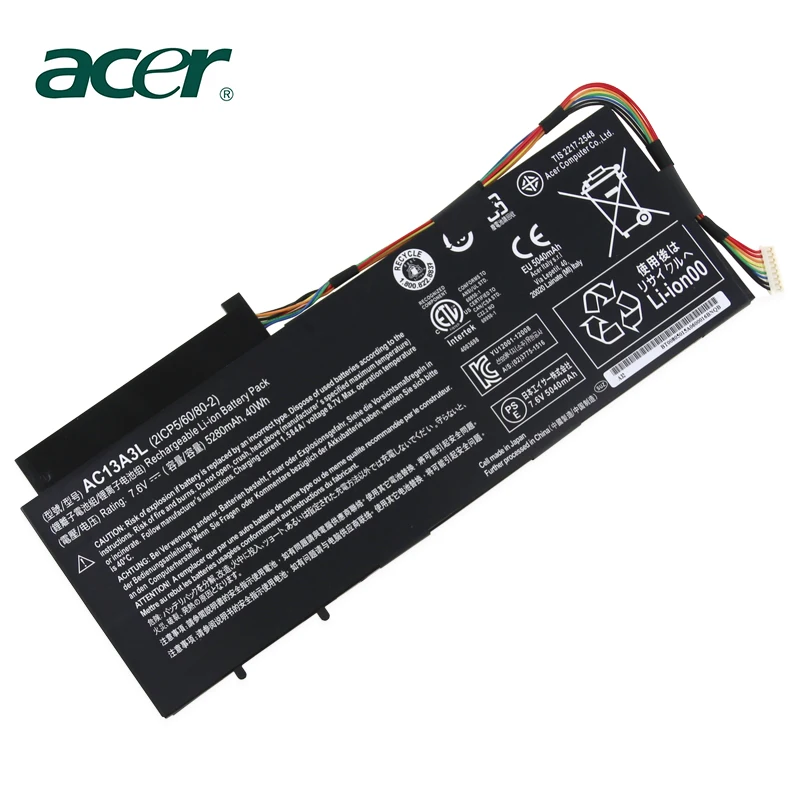 Аккумулятор для ноутбука acer Aspire P3-131 P3-171 X313 X313-E X313-M P3-171 11," ULTRABOOK 7,6 В 40wh 5280 мА/ч, AC13A3L