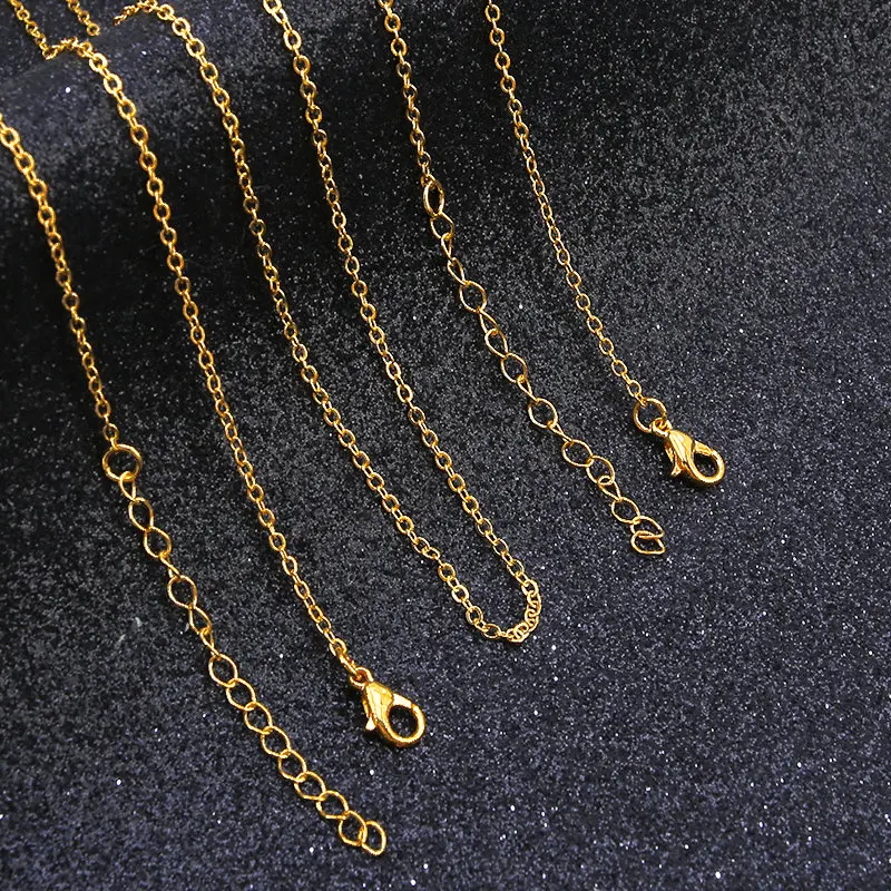 12pcs High Quality Gold Silver 40cm Flat Cross O-Chains Chain for Women  Simple Necklace Choker