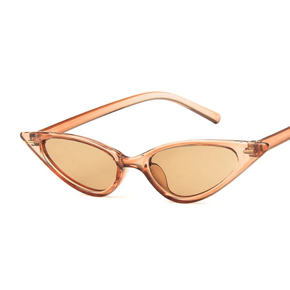 Кошачий глаз солнцезащитные очки женские сексуальные брендовые дизайнерские маленькие треугольные Винтажные Солнцезащитные очки ретро очки «кошачий глаз» UV400 Jenner Сексуальная женская - Цвет линз: C8Brown