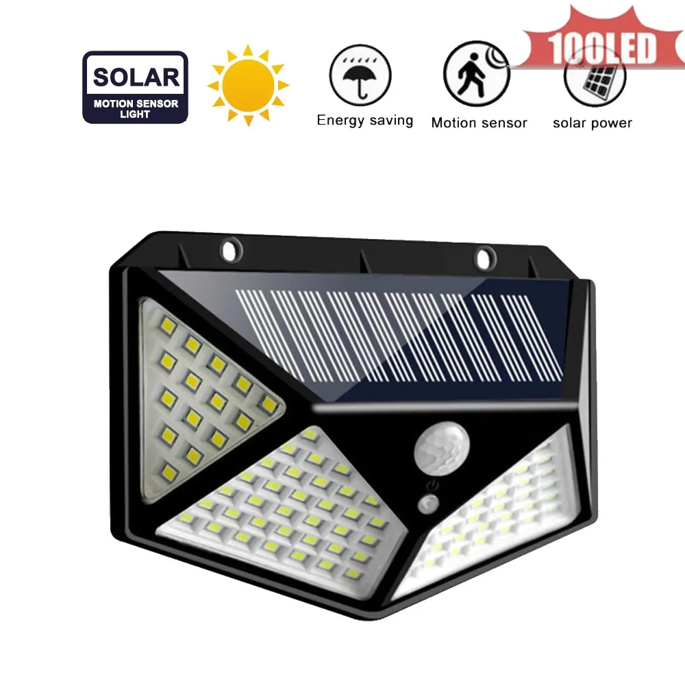 

Solar Lights Outdoor 100 LEDs PIR Motion Sensor Activated Separable Light for Garden Security Waterproof Wireless Wall Lamp 4 si