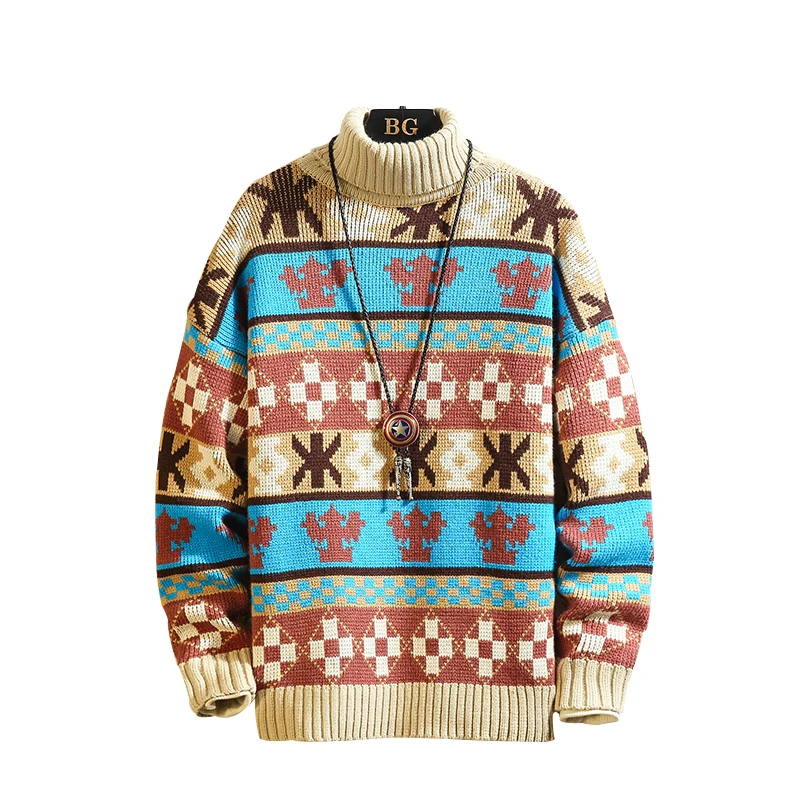 #^Special Price 2019 Autumn Winter Christmas Casual O-Neck Patchwork Pullover Sweater Men Turtleneck Fashion Brand Warm Pull