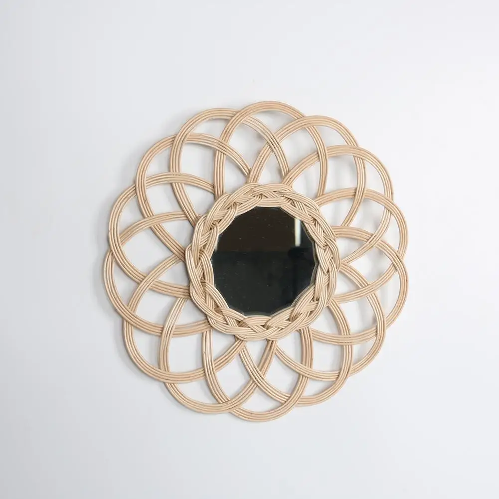 Новое винтажное богемное ротанговое ручной работы круглое декоративное зеркало рамка для ванной комнаты спальни гостиной украшение круглое зеркало