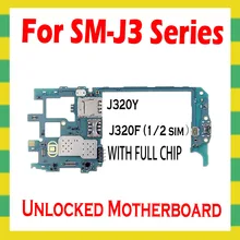 Para samsung galaxy j3 j320y j320f original desbloqueado placa mãe android limpo mainboard com chips completos desbloquear placa lógica principal