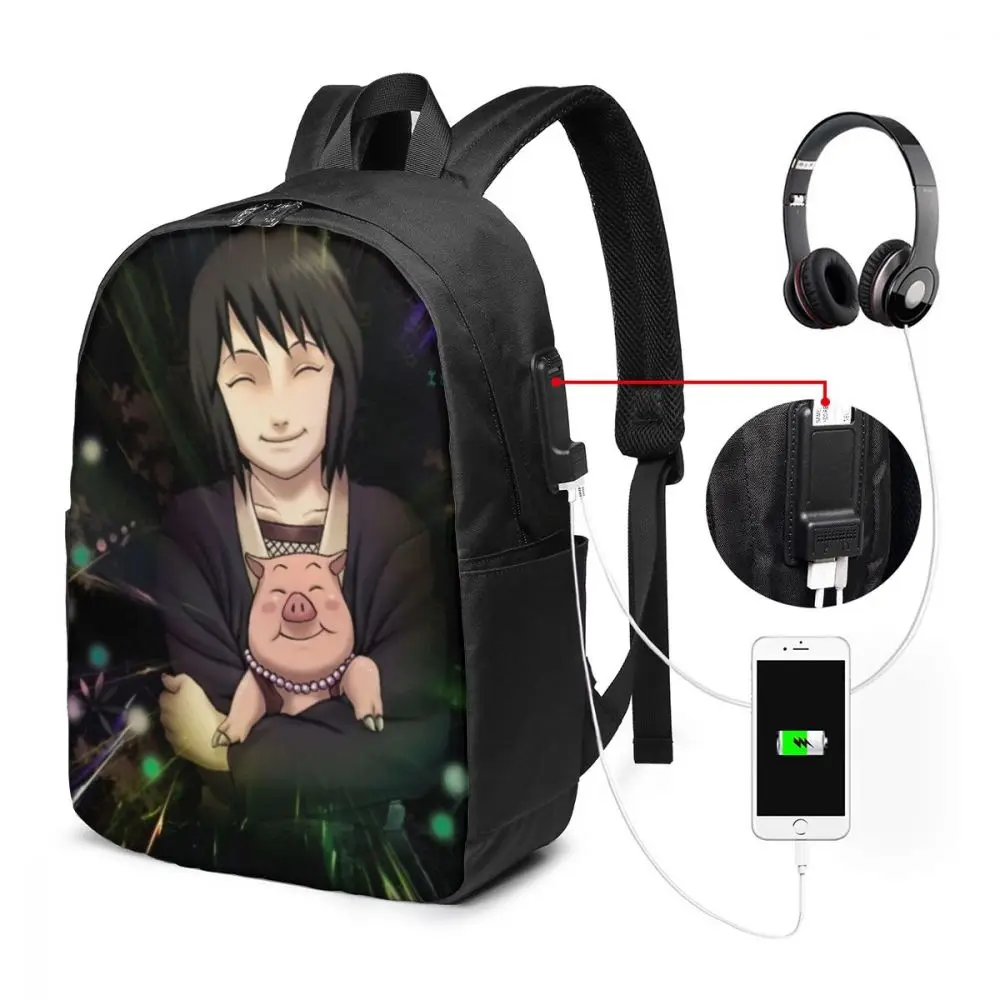 

Shizune Custom Japanese Anime Naruto Print Cartoon Image paiting USB Backpack 17 In