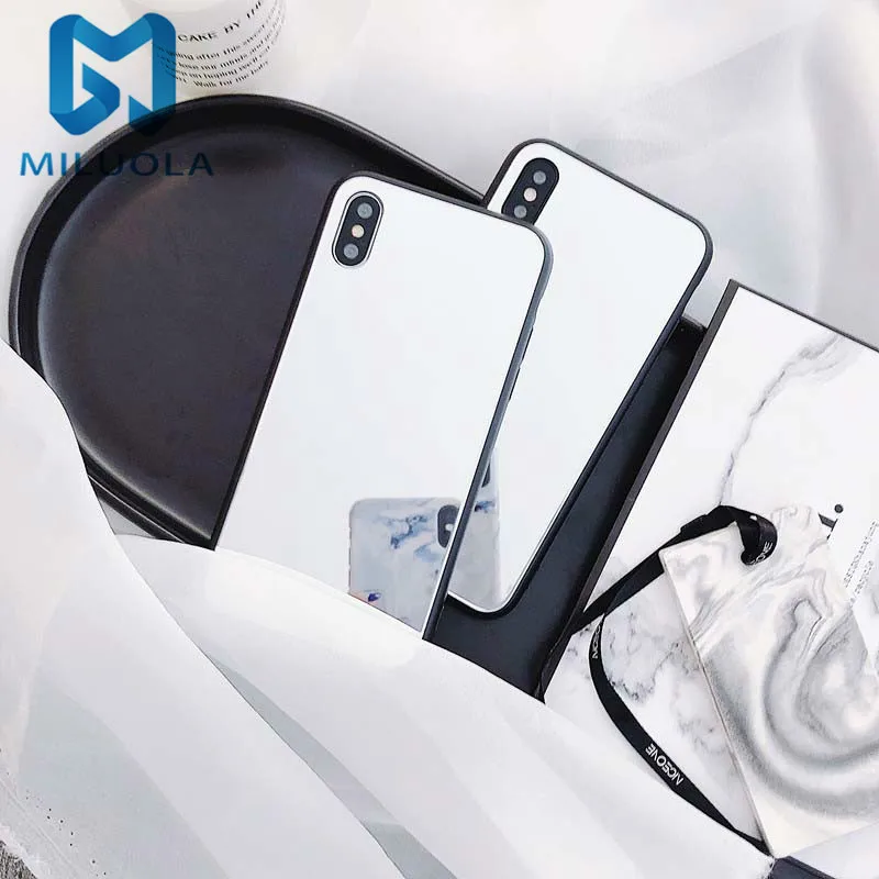 Однотонный зеркальный чехол для телефона для Iphone XS MAX XR X чехол s Frosty Wind glass Shell для IPhone 7 8 6 S Plus чехол