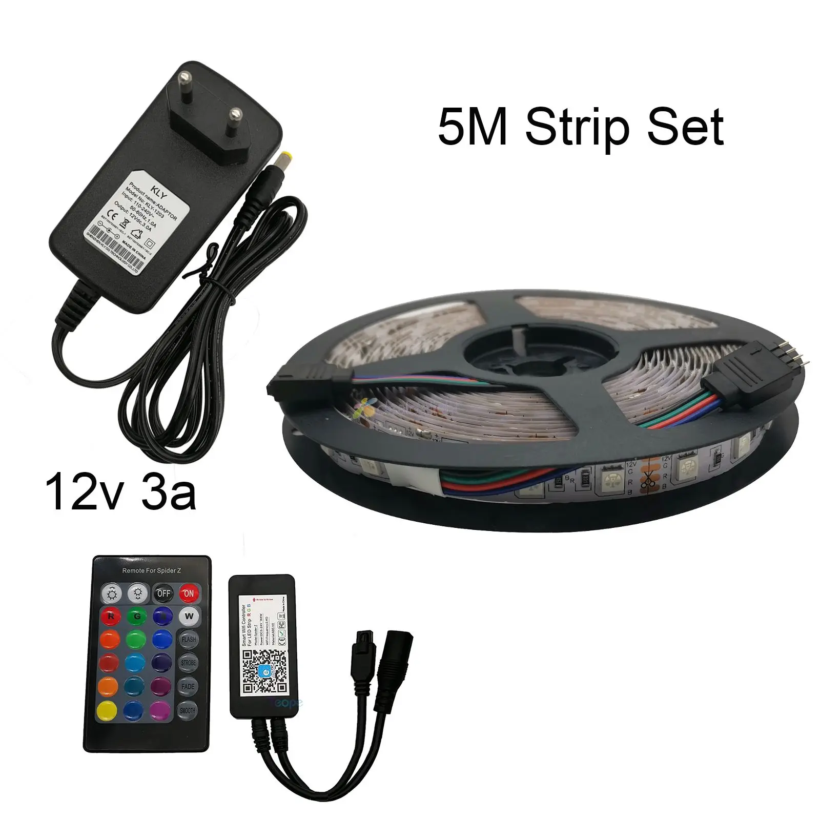 US $14.39 5M 10M 5050 RGB LED Strip Set Flexible LED Tape Power Adapter EWelink Wifi Controller Alexa Google Home Voice Control