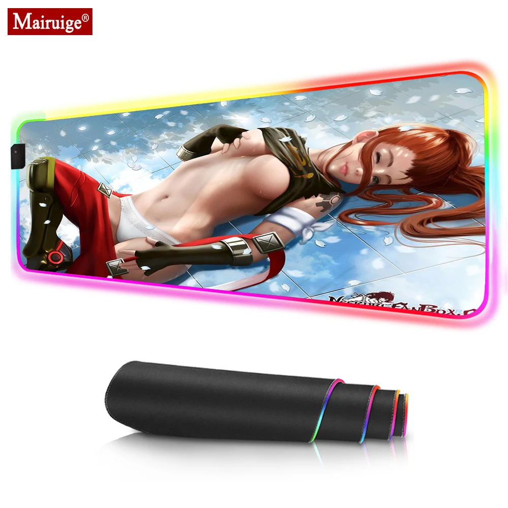 Anime Red Big Breast Girl Sexy Led Mousepad Rgb Glow Colorful Large Mouse Pad Xxl Computer Gamer Desk Mat For Laptop Table Pads Mouse Pads Aliexpress