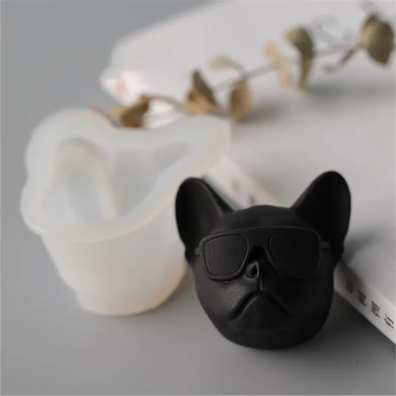Silicone Mold Glasses Dog Plaster Aromatherapy Mold DIY Candle Soap Fondant Chocolate Baking Car Decoration Kitchen Tools A silicone mold,baking mold,soap molds