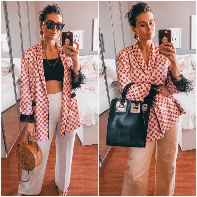 Women jacket for women fashion suit jacket with fringed print