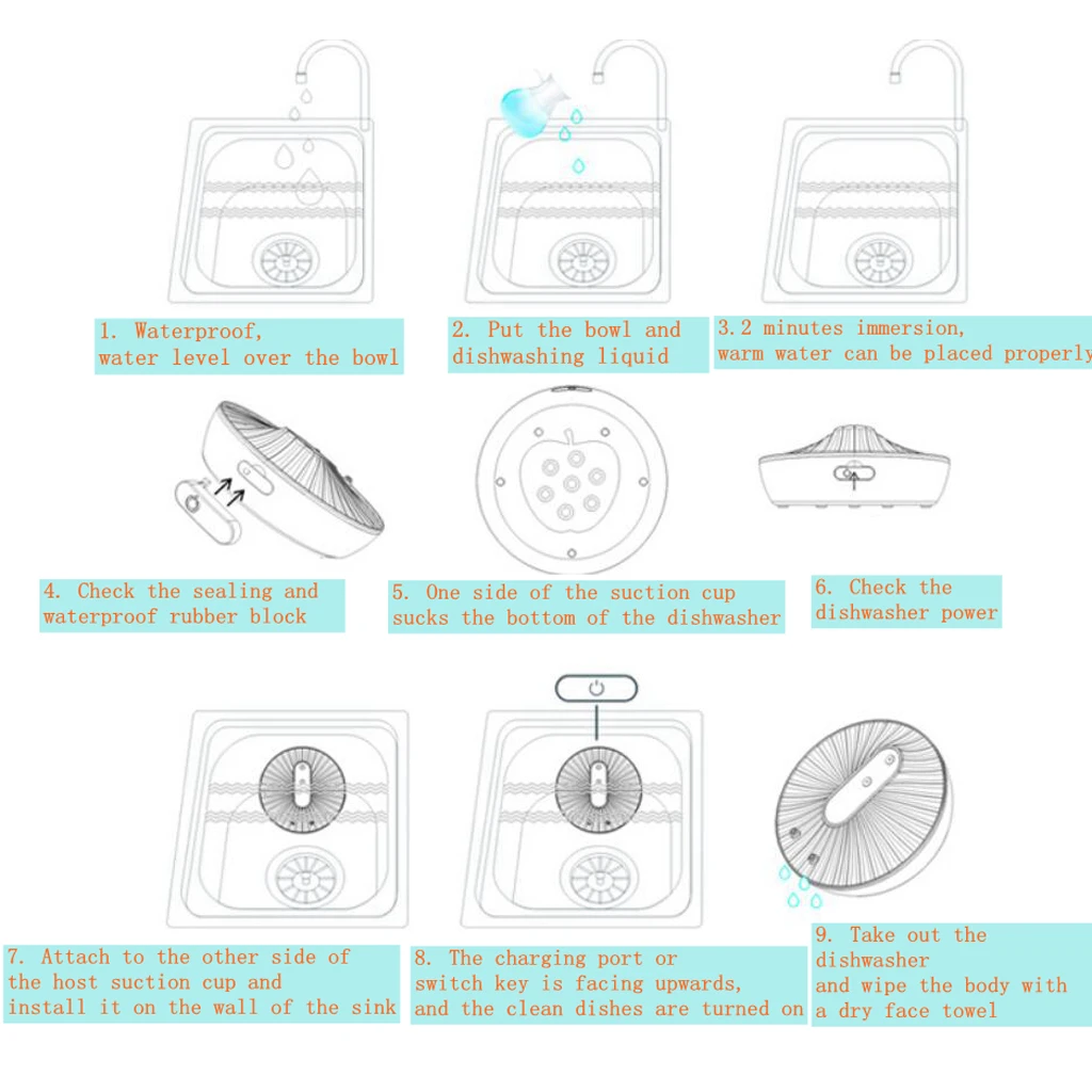 DC 5V Mini Ultrasonic Dishwasher Portable USB Charging Kitchen Fruit Vegetable Washer Dishwasher In-Sink Washing Machine