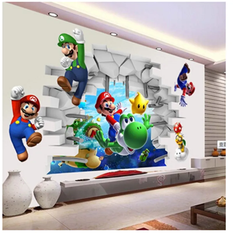 Cartoon Super Mario Bros Kids Wall Sticker Decals Nursery Home Decor Vinyl Mural for Boy Bedroom Living Room Mural Art
