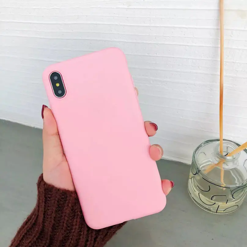 Силиконовый чехол ярких цветов для Iphone 11 Pro Xs Max X Xr 8 7 6s 6 Plus, Ультратонкий Мягкий чехол из ТПУ на заднюю панель, чехол для Iphone 5S, SE 5 S - Цвет: deep pink