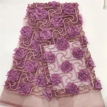 

African Pink 3d Lace Fabric For Wedding dress Latest Nigerian Lace Fabric 2019 High Quality Lace Tulle French Lace bh14-41