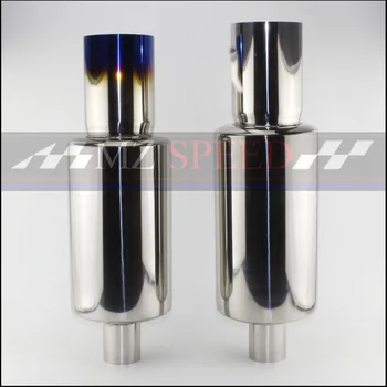 

Car Muffler Exhaust Pipe Tip Polished Stainless Steel Burnt Tip And Silencer 2.5"63mm inlet to 114mm outlet Exhaust tip Muffler