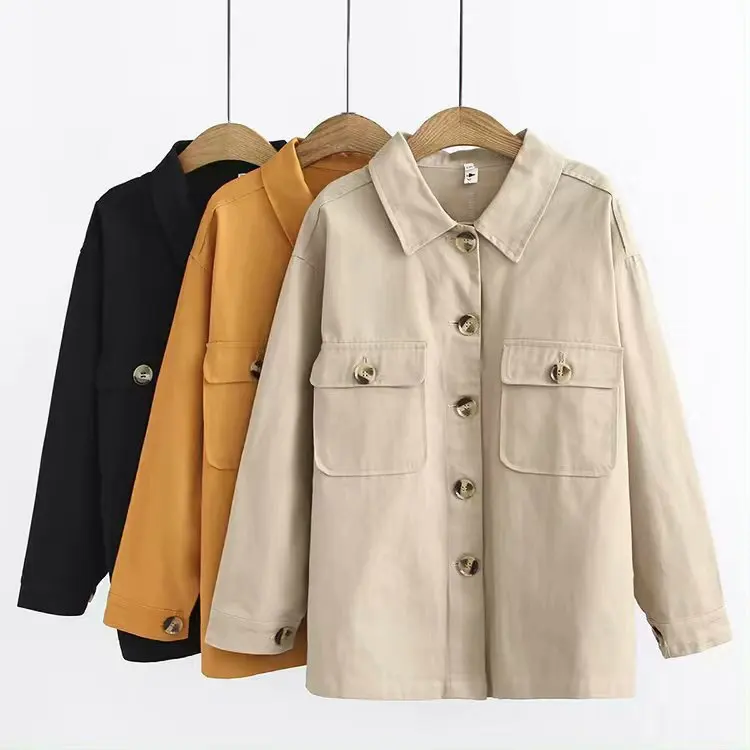 

Plus Size Casual Trench coat 2019 Autumn Women Fashion Long Sleeve student Outerwear K91-851
