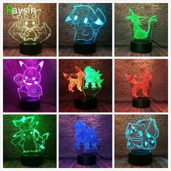 

Amroe Japanese Pokemon Game Pikachu Bulbasaur Eeven Squirtle Pokeball Smart Touch 7 Colors Night Light Action Figures Toys Gifts