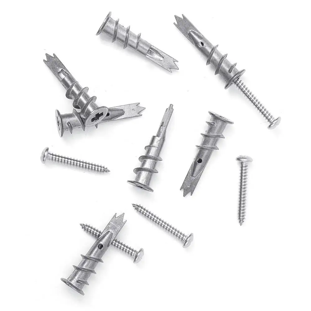 NINDEJIN 120pcs/set Screws Zinc Alloy Self Drilling Board Drywall Hollow-wall Anchors M4.2 Tapping Screw Kit With Storage Box