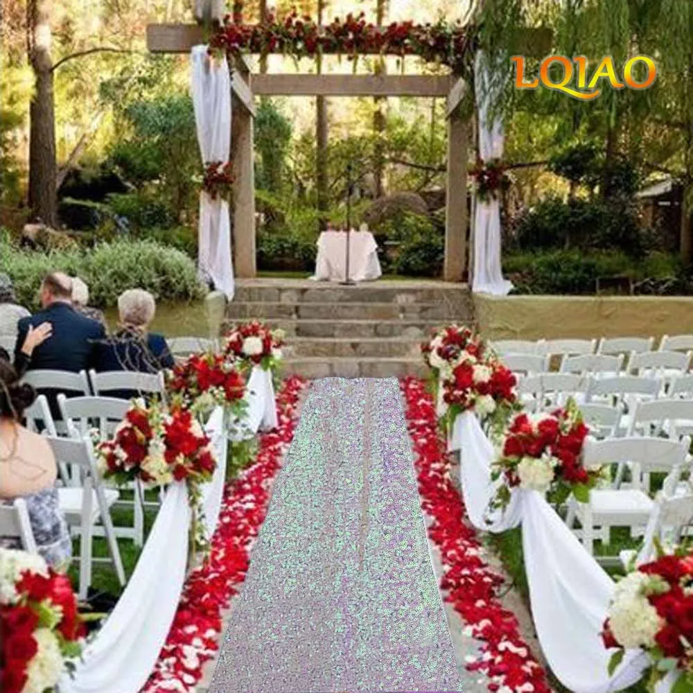 Changed White Sequin Aisle Runner 001