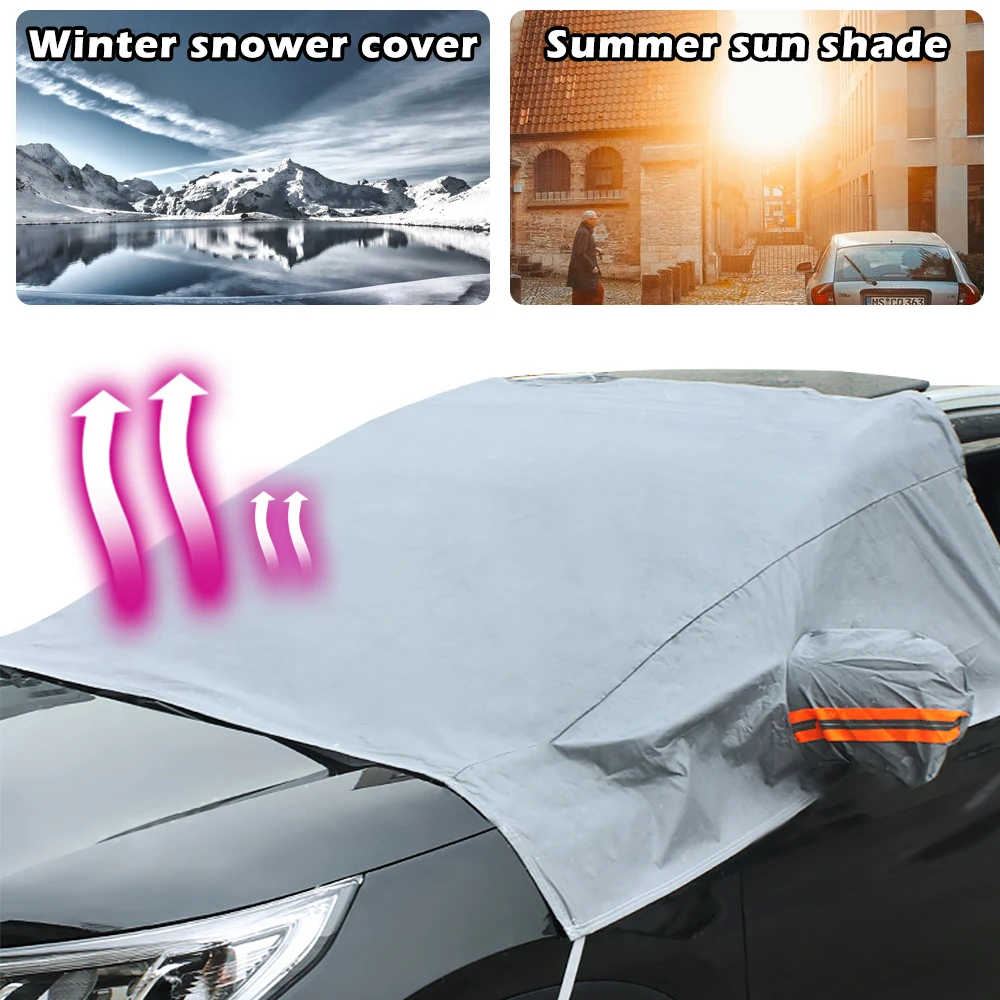 Автомобильный чехол на экран с магнитным окошком для внедорожника, защита от снега, солнца, мороза, льда, пыли, с двумя зеркальными чехлами