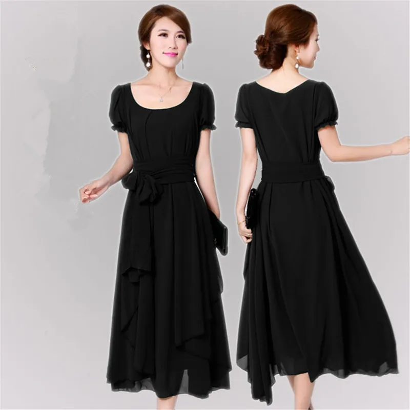 Женское длинное платье синего цвета шифоновое макси размера плюс 5XL лето 2020