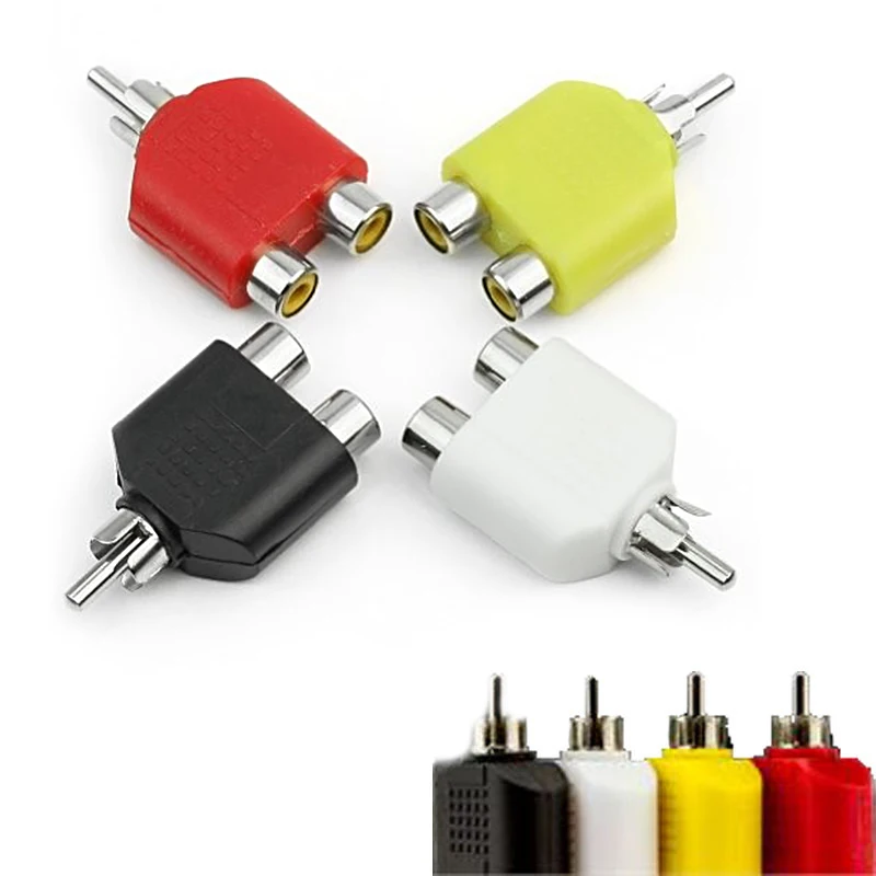 

4PCS Audio Video Plug Converter For Car MP3 Audio RCA 1 Male To 2 Female Y Splitter Cable Adapter Cord Converter Car Amplifier