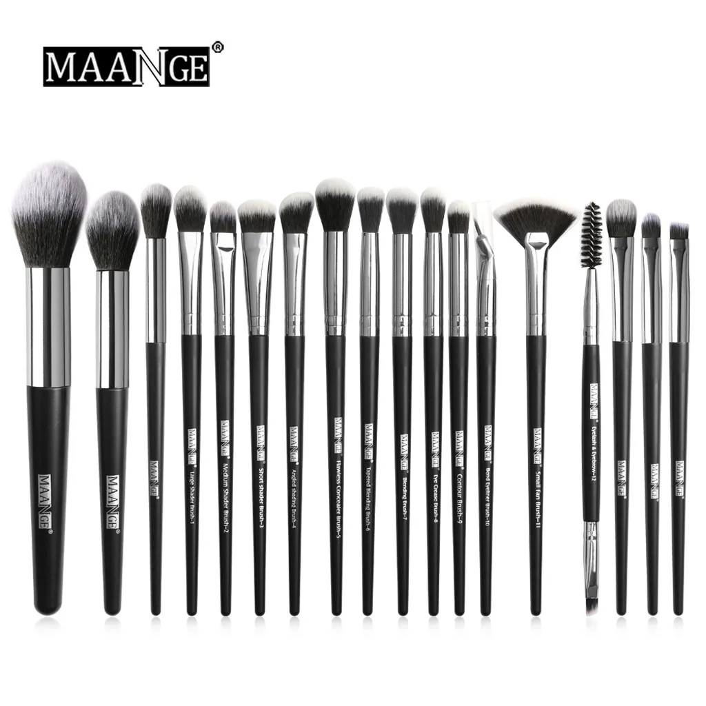 

MAANGE Brand New 18Pcs Cosmetic Brushes Set Wooden Handle Multifunctional Eyebrow Eyeshadow Foundation Brush Makeup Kit Tool 911