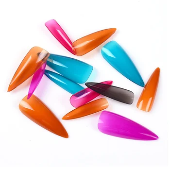 

240pcs DIY Home Salon False Nails Set With File Artificial Sharp End Maniture Fake Colorful Long UV Gel Easy Apply Multifunction
