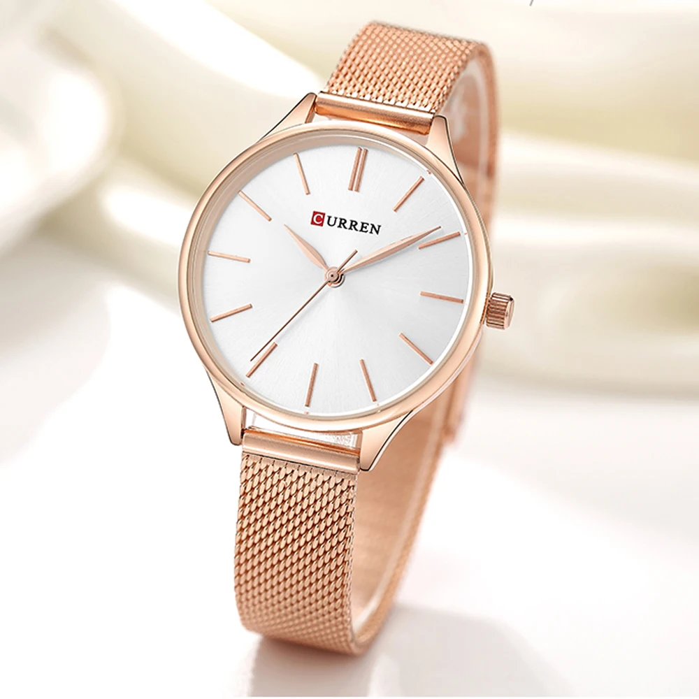 CURREN Simple Watches Hot Sale Wristwatches Women brand Fashion Dress Ladies Bracelet Watch Rose Gold Clock Gifts images - 6