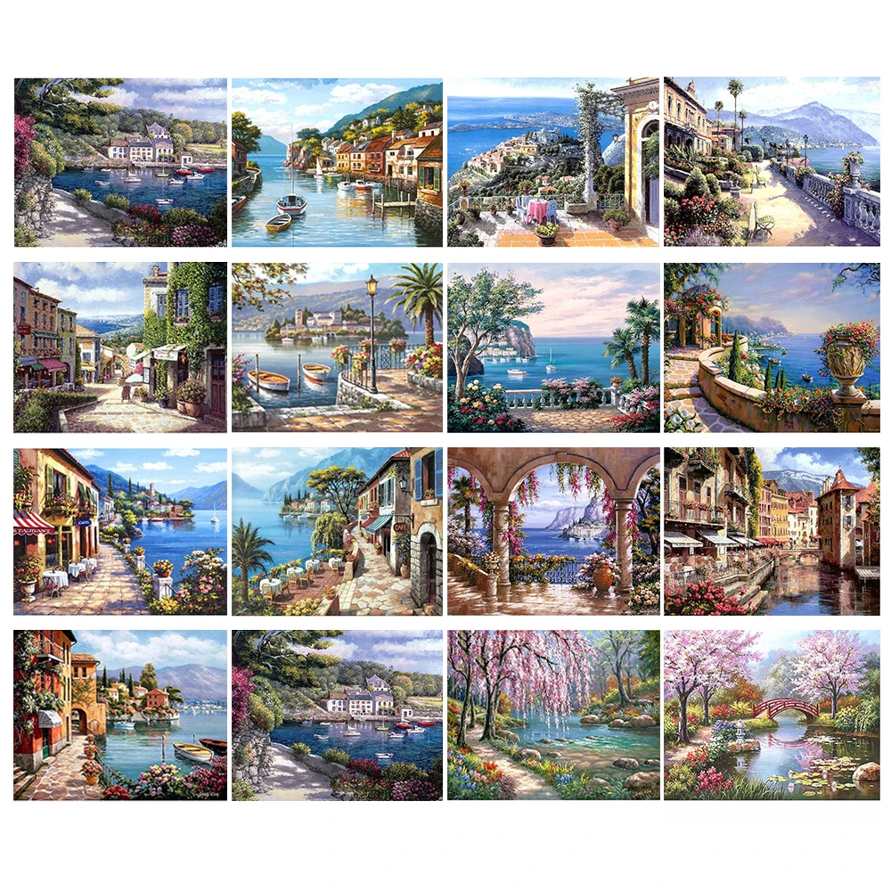 Ruopoty海風景数字キットによるdiyの油絵アクリル塗料番号でアートワークdiy絵画アートキャンバス