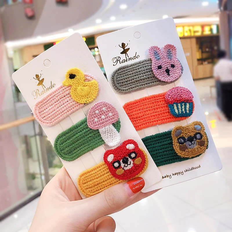 

New Knitting Wool Cartoon Hairpin Children Girls Kids Hair Clips Bobby Pin Barrette Hair Ornament Headdress Accessories Hairclip