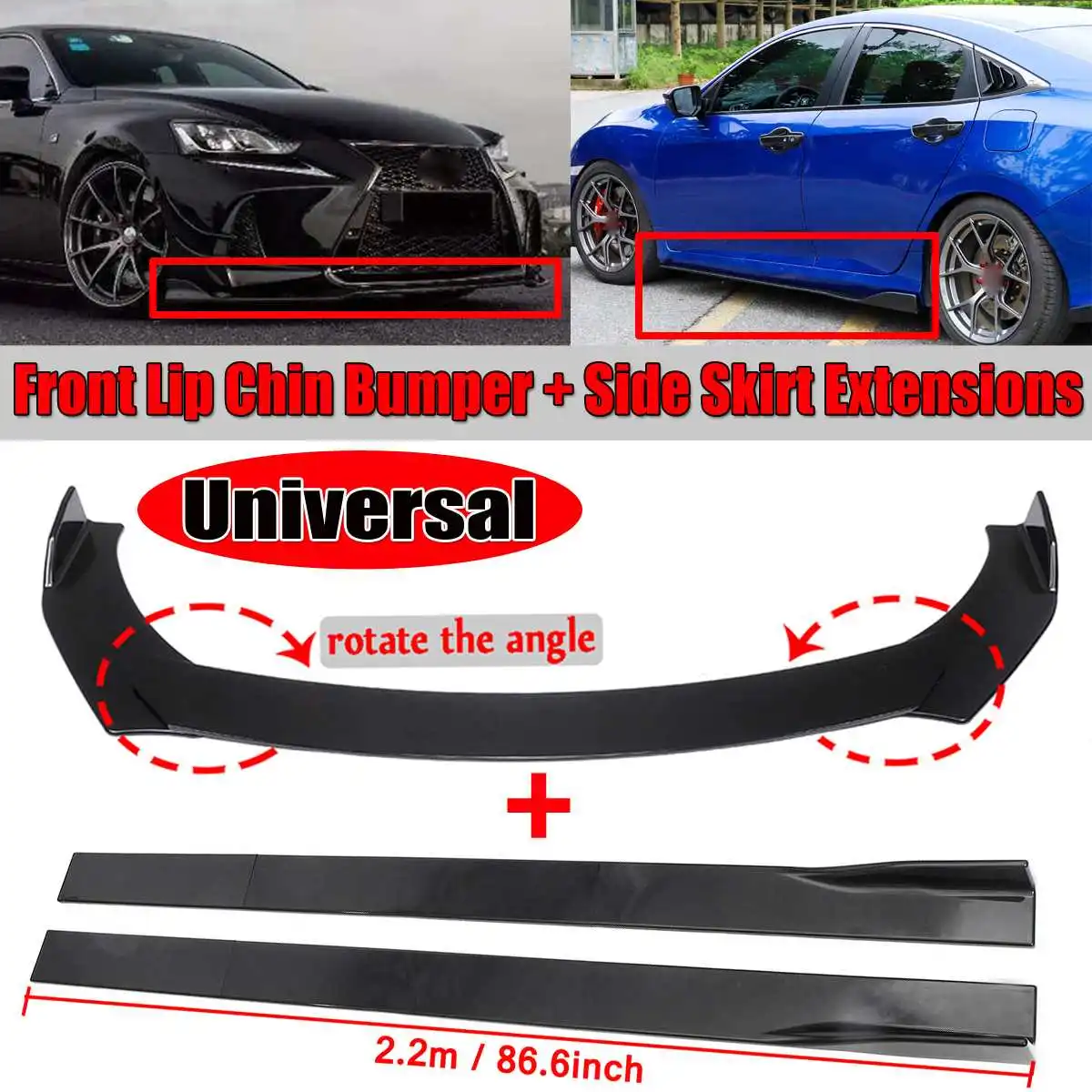 flessibile per auto in altri luoghi splitter laterale Gonna laterale per auto leggera e resistente