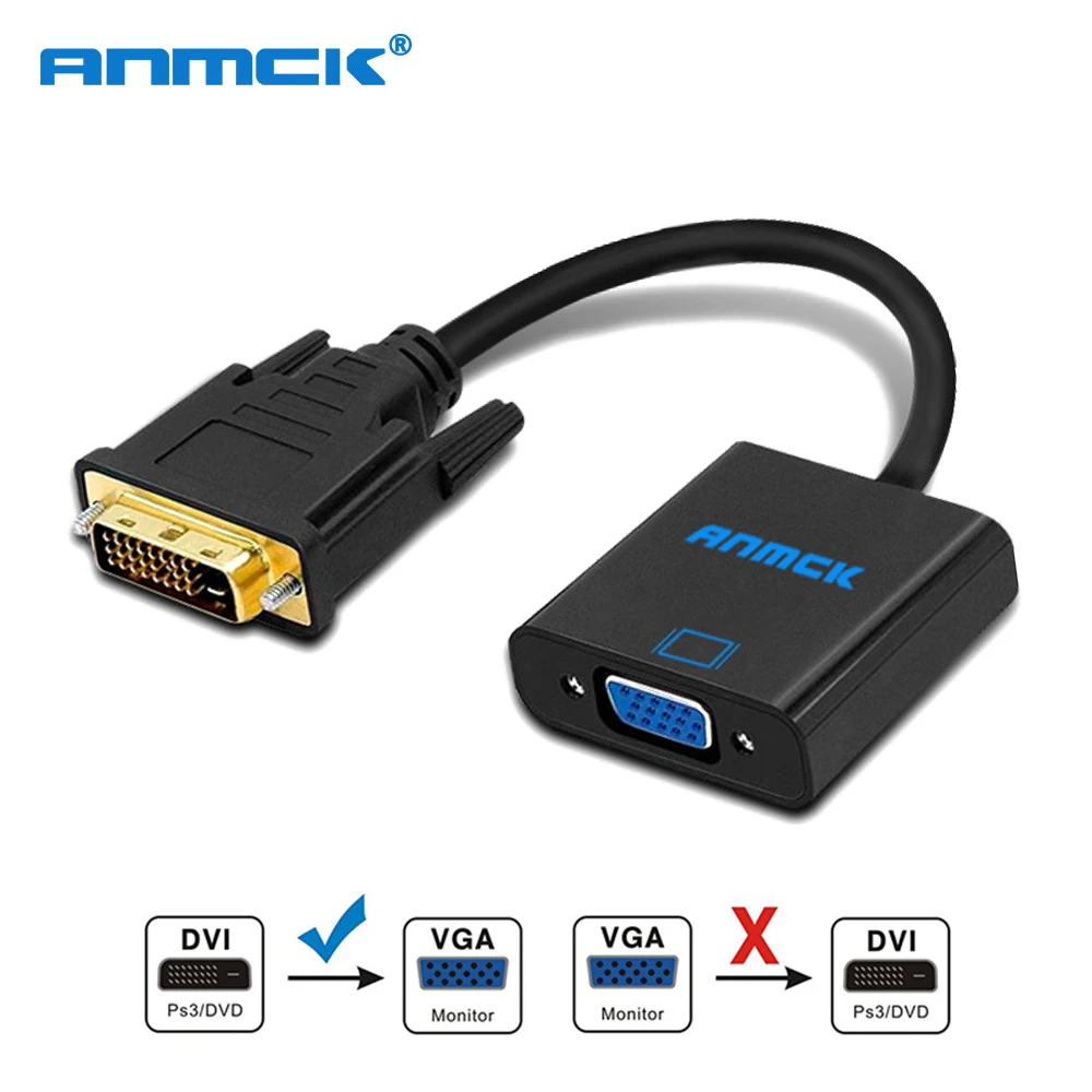 Anmck DVI Мужской к VGA Женский видео конвертер адаптер 24 + 1 25 Pin D Кабель для ТВ PS3 PS4 ПК