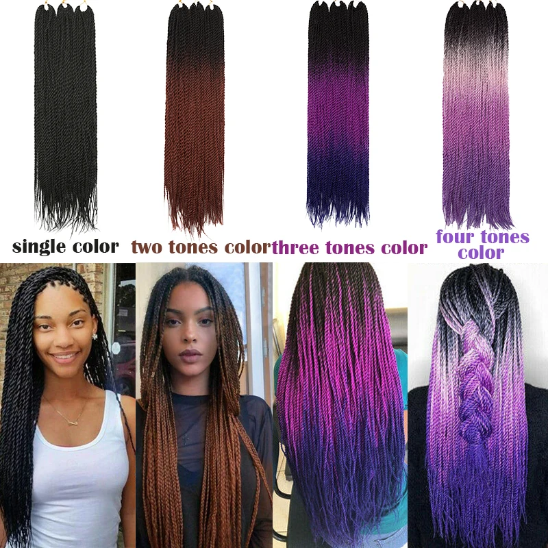 BENEHAIR Senegalese Twist Hair Crochet Braids Hair Synthetic Braiding Extensions 30 Roots/pack Ombre Braids For Women