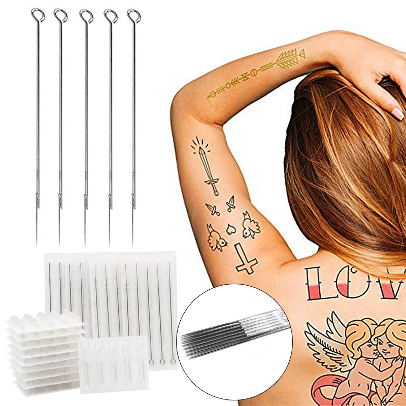 50pcs Sterile Tattoo Needles RL RS M1 Disposable Round Liner Needle Set Agujas Microblading Supply Permanent Makeup Accessories