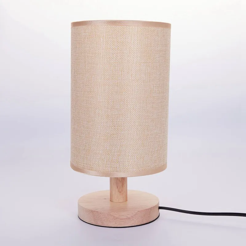 

Modern Wood Linen Bedside Minimalist Table Lamp E27 AC110V-240V US Plug Student Table Lamp Bedroom Bedside Lamp Indoor Living Ro