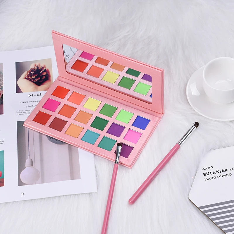 Hot Selling Makeup Pink Packaging 18 Color Eyeshadow With No Logo Waterproof Matte Eyeshadow Palette