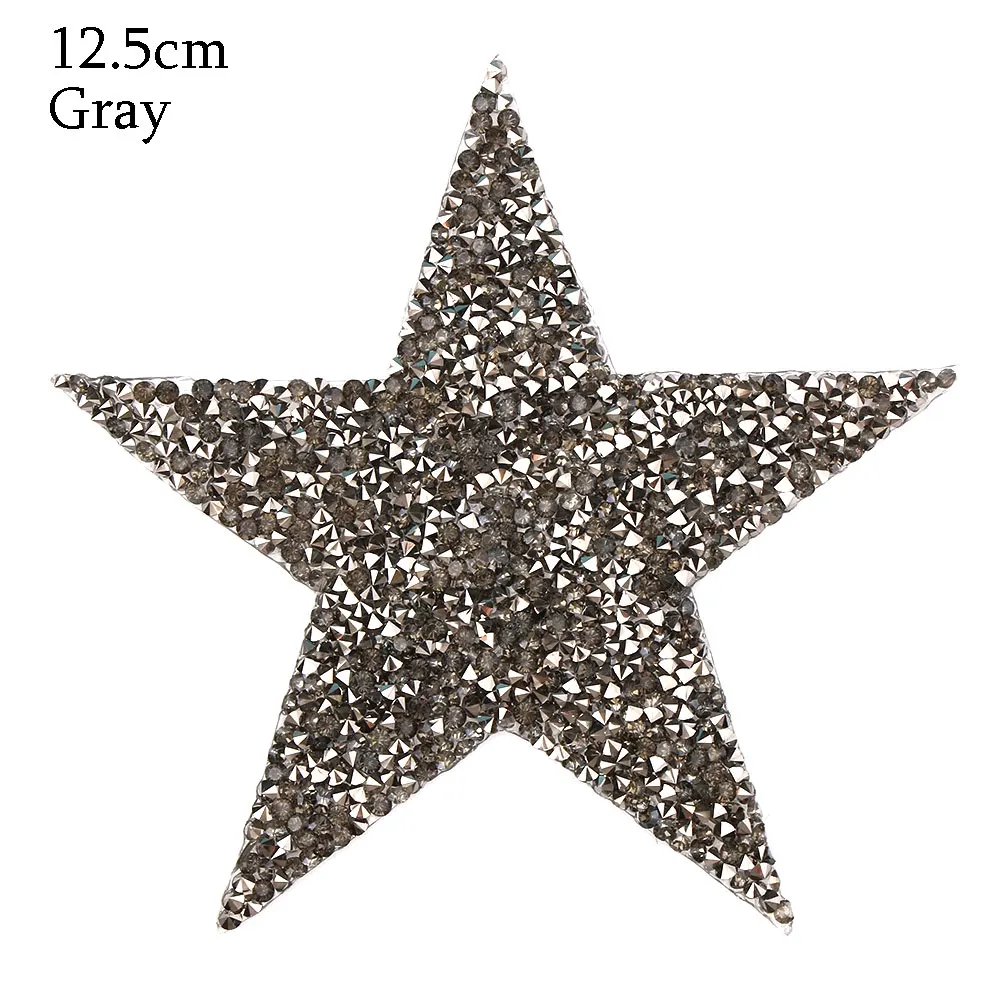 Grey 12.5cm Стразы со стразами, Звездные нашивки, поделки, мотив, железные нашивки, аппликация для теплопередачи, одежда, сумка для обуви, много размеров - Цвет: Grey 12.5cm