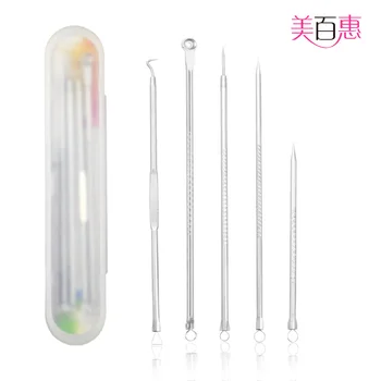 

Acne Pin Stainless Steel Double Headed Needle Blackhead Squeeze Beauty Needle 5-Piece Set Portable qu dou zhen Tool