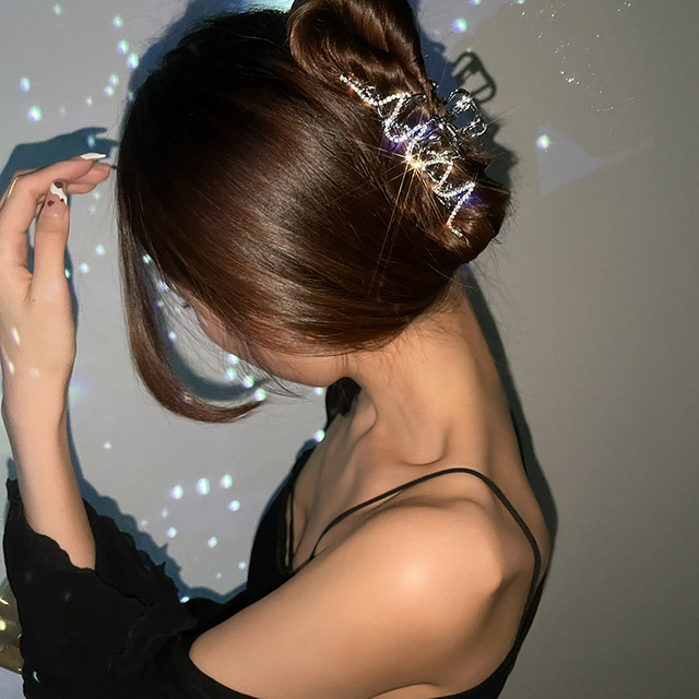 New Gold Silver Rhinestone Shark Clip Catch Headdress Hair Catch Back Head Hairpin Hair Accessories Jewelry Korean Fashion